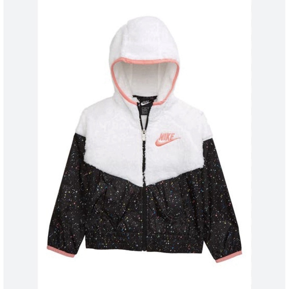 Girls Nike Hoodie Starry Night Full Zip Windrunner Sherpa Jacket Size 6X